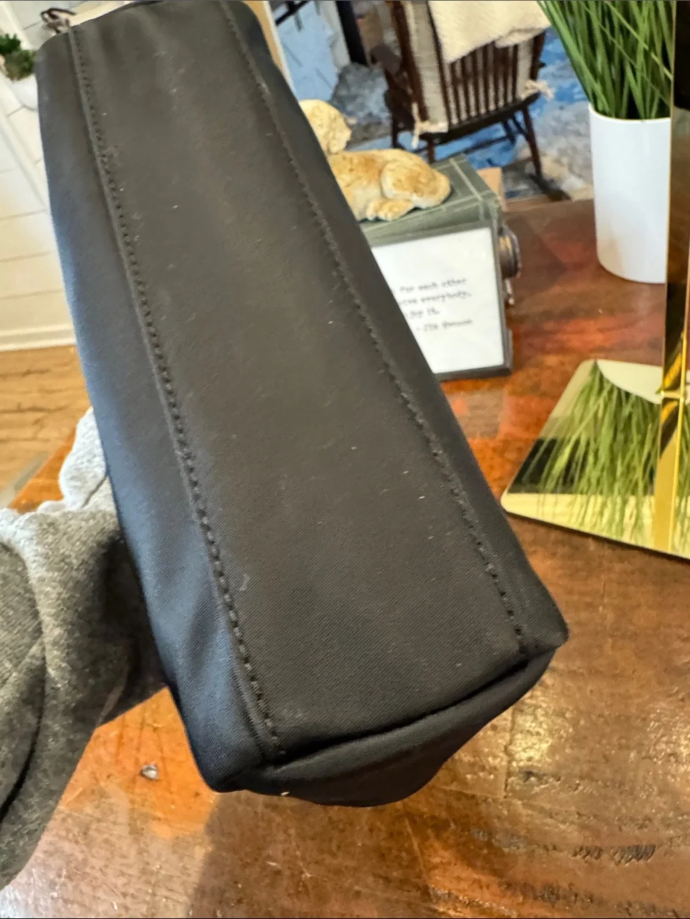 Love Moschino Black Toiletry Pouch with Gold Logo Plate
